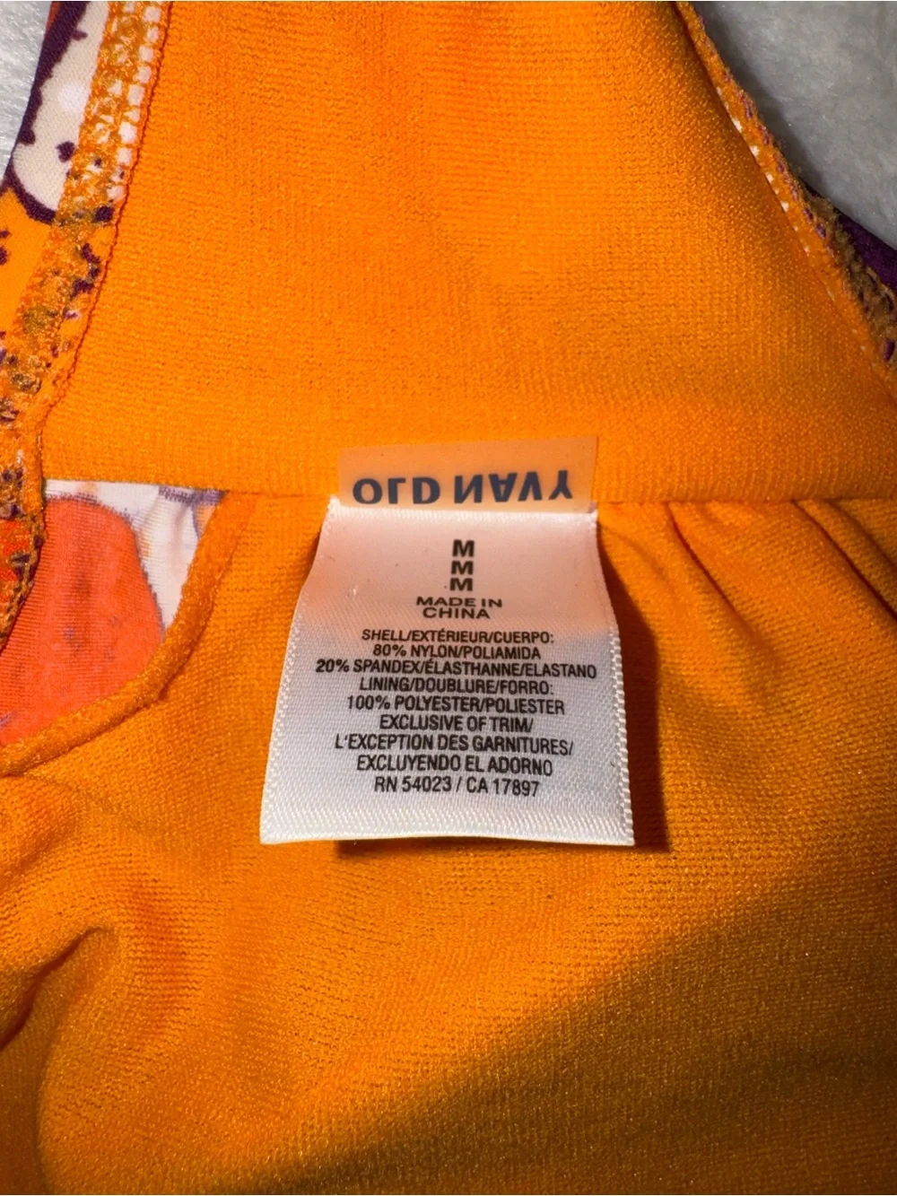 Old Navy Orange Purple Floral Bandeau Bikini Top